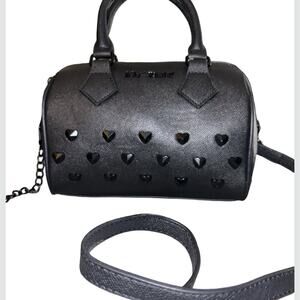 Betsey Johnson Black Crossbody Bag with Heart Accents